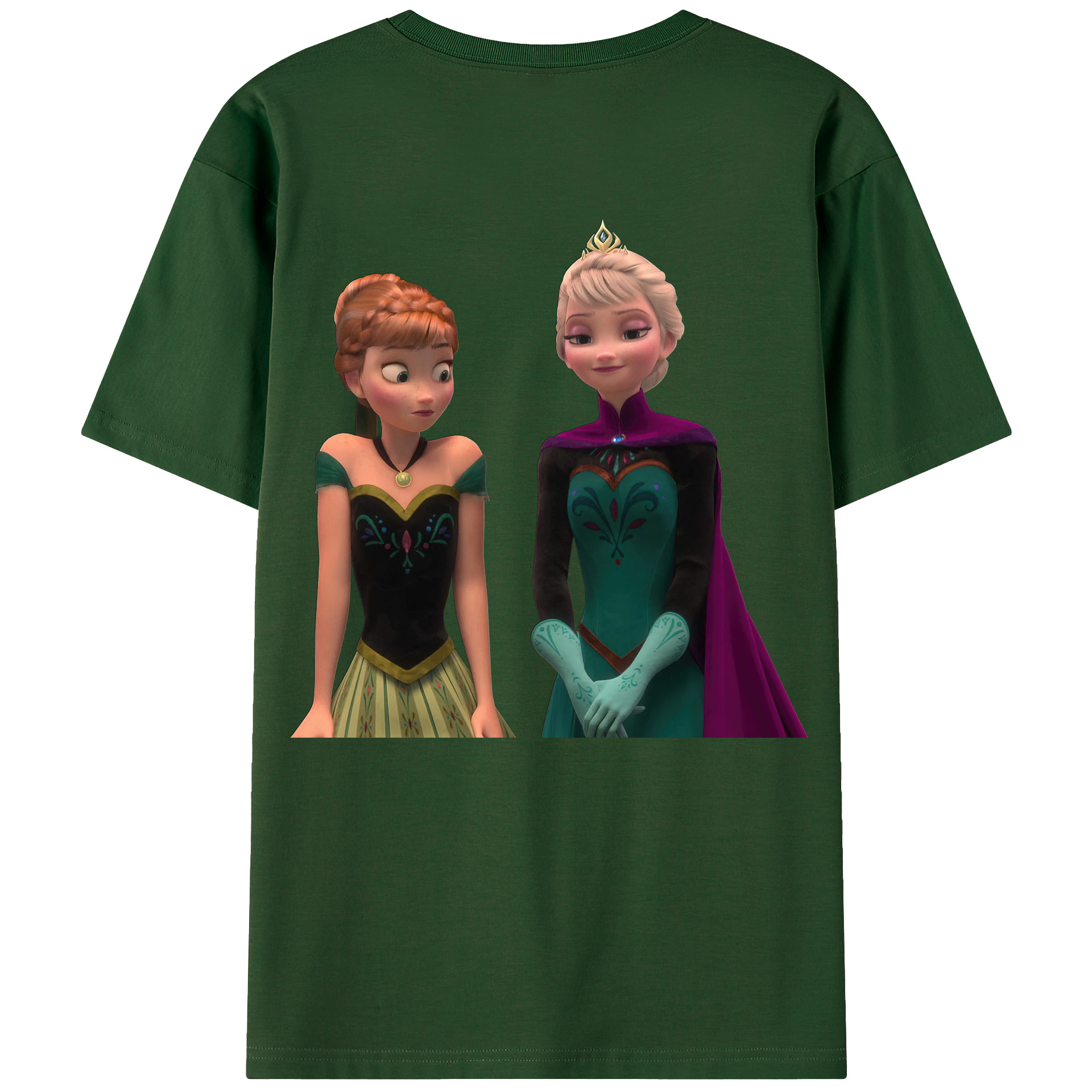（画像用） アナと雪の女王 アンナ エルサ Frozen Anna Elsa 綿100％半袖Tシャツ（背面プリント）